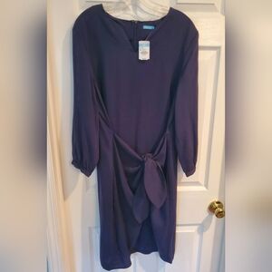 J McLaughlin navy blue dress size XL.   Side tie, long sleeved